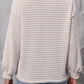 Stripe Round Neck Drop Shoulder Long Sleeve Top