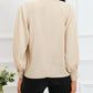 Keyhole Pleated Mock Neck Bishop Sleeve Blouse