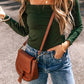 Solid Color Square Neck Long Sleeve Slim Fit Bodysuit