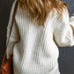Ribbed Knit Round Neck Slouchy Chunky Sweater