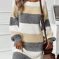 Stripe Colorblock Bubble Sleeve Drop Shoulder Sweater Dress