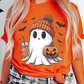 Cute Ghost Pumpkin Face Printed Halloween T Shirt