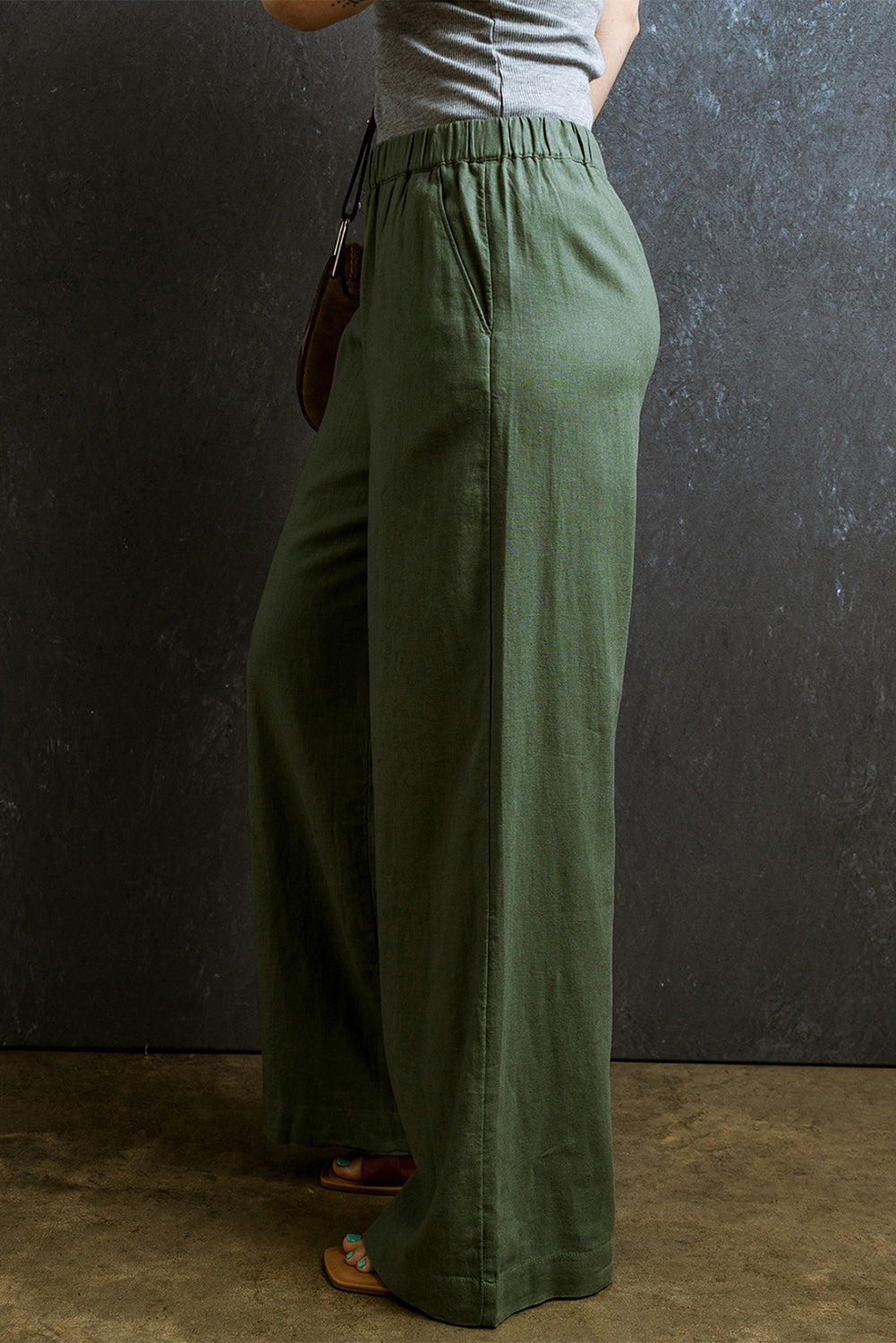 Elastic Waist Casual Wide Leg Pants