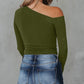 Asymmetrical Neckline Long Sleeve Knit Top