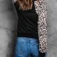 Hello Fall Leopard Patchwork Long Sleeve T Shirt