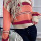 Striped Pattern Knit V Neck Sweater