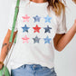 Flag Day Stars Print Crew Neck T Shirt
