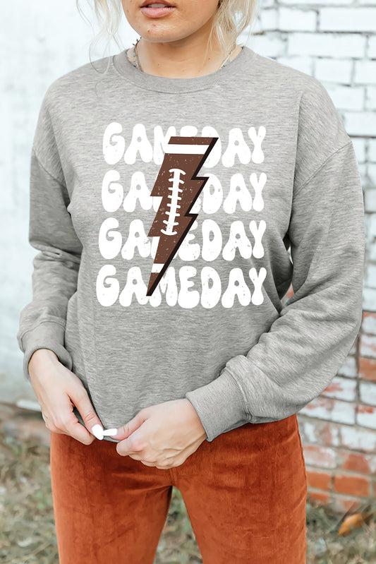 GAME DAY Lightning Rugby Football Print Pullover Sweatshirt