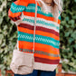 Color Block Striped Loose Sleeve Sweater
