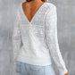 Surplice V Openwork Textured Sweater