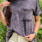 Vintage Mineral Wash Pocketed Tee with Slits