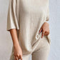Plain Ribbed Loose Fit Two Piece Lounge Set