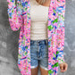 Flower Print Long Sleeve Button Up Cardigan