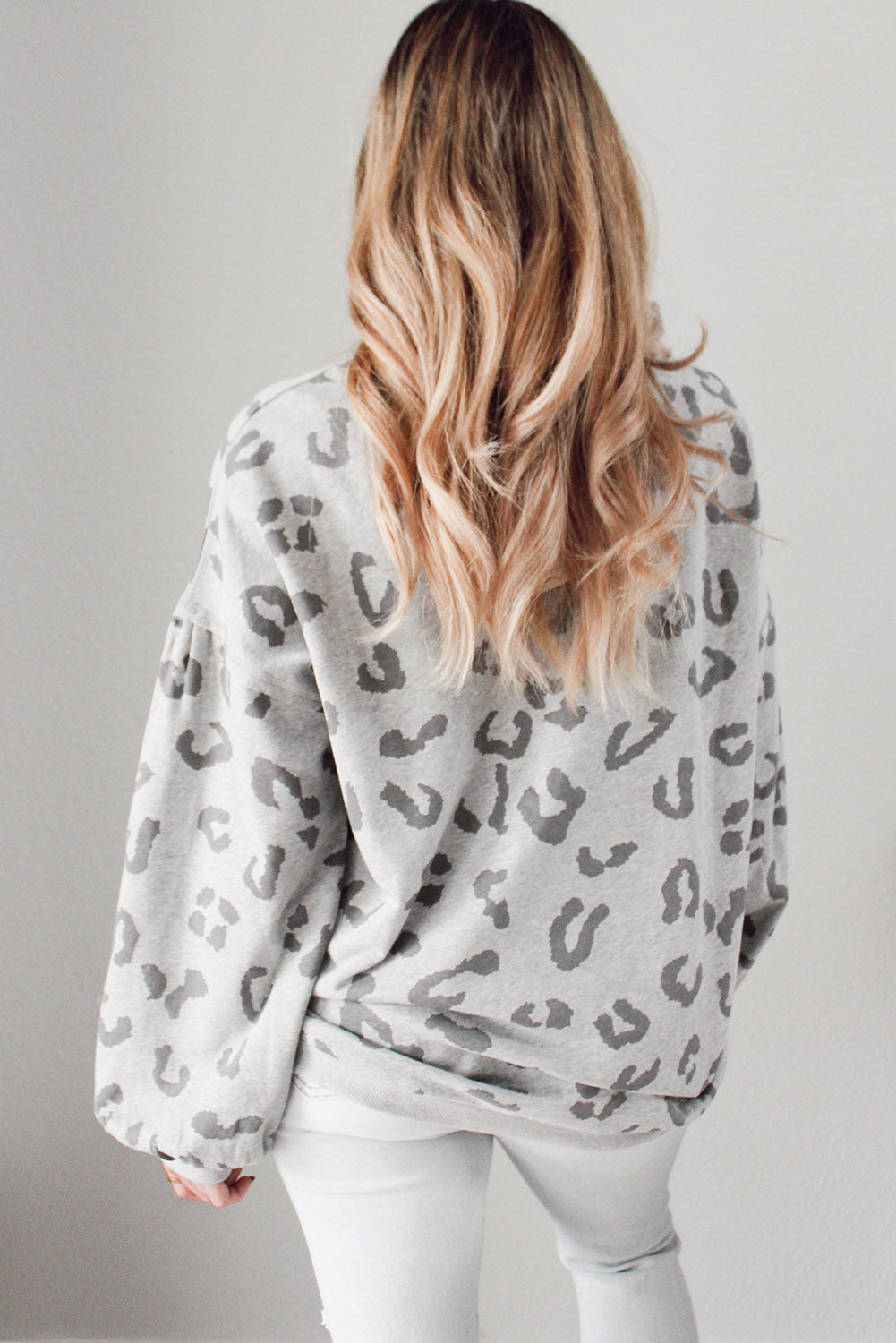 Casual Drop Shoulder Long Puff Sleeve Top