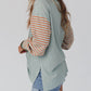 Colorblock Striped Bishop Sleeve Top