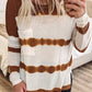 Tie Dye Striped Loose Knitted Long Sleeve Top with Slits