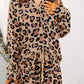 Leopard Print Long Sleeve Shirt and Shorts Pajama Set