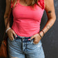 Ruffled Wide Straps Slim Tank Top