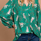 Printed Cheetah Print V Neck Flowy Blouse