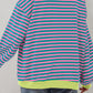 Stripe Oversized Contrast Trim Pullover Sweatshirt