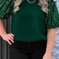 Plus Size Sequin Short Puff Sleeve Top