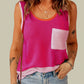 Color Block Patched Pocket Breathable Knit Tank Top