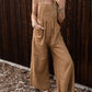 Striped Pleated Wide Leg Pocketed Jumpsuit