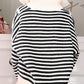 Stripe Zip up Collar Drop Shoulder Sweater