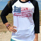 American Flag Raglan Long Sleeve Graphic T Shirt