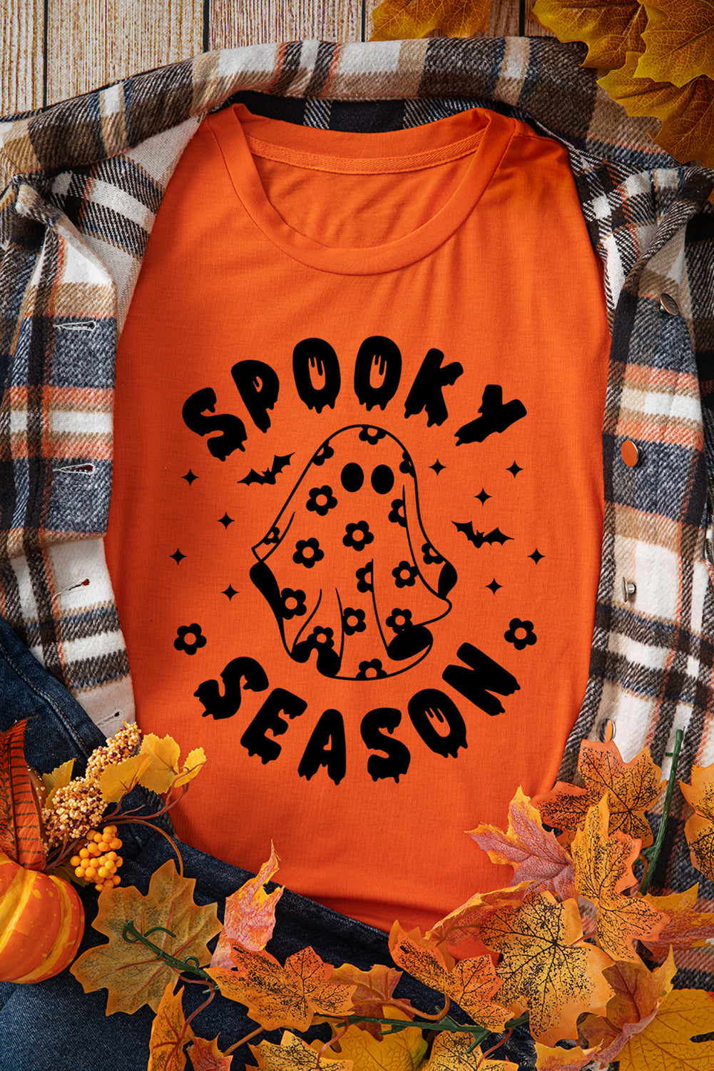 SPOOKY SEASON Ghost Print Crew Neck Halloween Tee