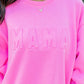 MAMA Letter Embossed Casual Sweatshirt