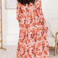 Plus Size Floral Print V Neck Wrap Side Slit Maxi Dress