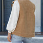 Snap Button Pocketed Sherpa Vest Jacket