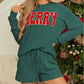 Corded MERRY Graphic Long Sleeve Top and Shorts Set