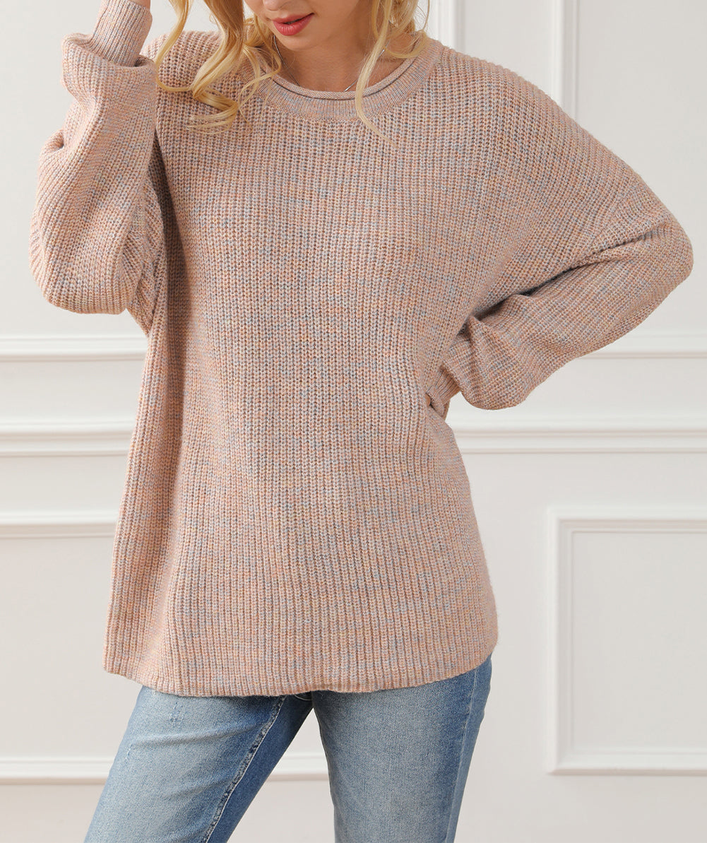 Rolled Round Neck Drop Shoulder Sweater