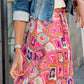 Multicolor Boho Geometric Print Maxi Skirt