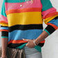 Colorblock Mixed Textured Drop Shoulder Sweater