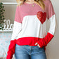 Valentine's Day Sequin Heart Striped Colorblock Top