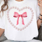 Pearl Heart Bowknot Graphic T Shirt