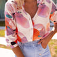 Abstract Print Long Sleeve Button-Down Shirt