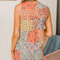 Multicolor Floral Print Patchwork V Neck Tank Top