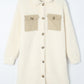 Contrast Flap Pocket Single Breasted Teddy Coat