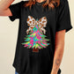 Heat Transfer Printing Christmas Tree Bowknot T-Shirt