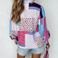 Mixed Print Button Front Cuffed Sleeve Shirt