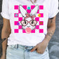 Bubblegum Easter Rabbit Checker Flower Graphic Plus Tee