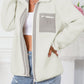 Chest Pocket Full Zipper Fuzzy Fleece Jacket