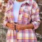 Plaid Print Rounded Hem Shirt Jacket