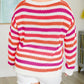 Stripe V Neck Drop Shoulder Plus Size Sweater