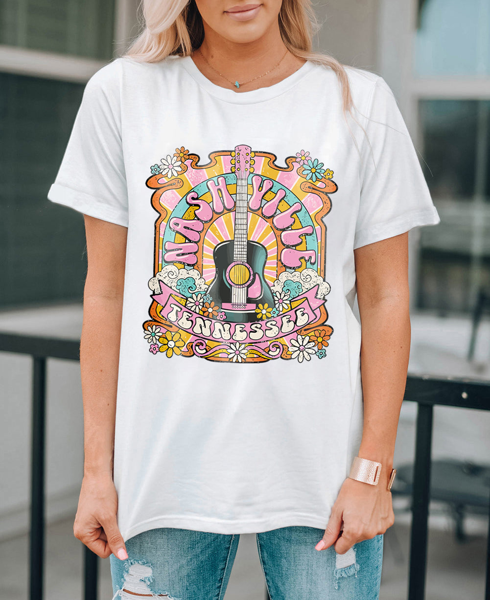 NASHIVILLE Guitar Graphic Country Music T Shirt