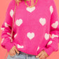 Fuzzy Valentine Hearts Drop Shoulder Sweater